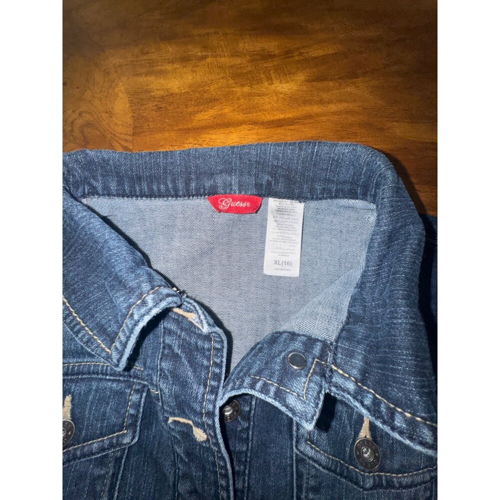 Vintage Y2K Guess USA Girl's Blue Denim Youth Jean Jacket - XL 16 - Picture 3 of 3
